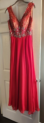 #ad Gorgeous Ladies Red Size 4 Formal Prom Dress Red Embelished Make Offer $30.00