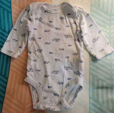 #ad Carters Long Sleeve Jumpsuit With Turtles Size 3M White $3.99