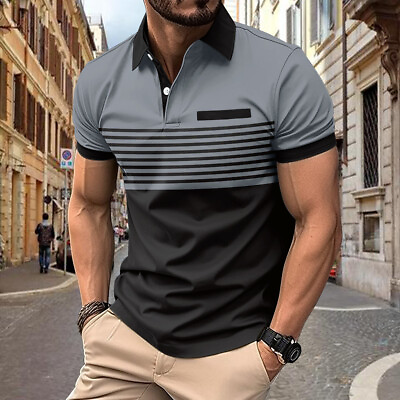 #ad Men#x27;s Casual Cotton Polo Fit T Shirt Jersey Short Sleeve Sport Casual Golf $16.99
