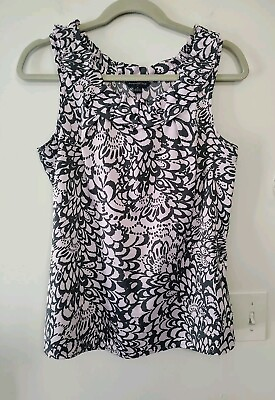 #ad Banana Republic Women Sleeveless Blouse Size M Floral Pink amp; Gray Silky Soft $12.00