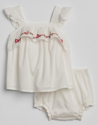 #ad NWT BABY GAP 18 24 MONTHS FLUTTER SLEEVE EMBROIDERED 2 PIECE ROMPER BUBBLE $13.99