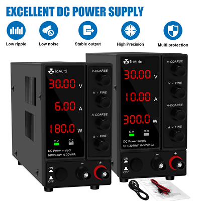 #ad 30V 6A 10A DC Power Supply Lab Variable Adjustable regulated DC Bench Switching $59.68