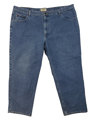 #ad LL Bean Jeans Men#x27;s Sz 46x29 Natural Fit Straight Leg 5 Pocket Design Blue Denim $21.21