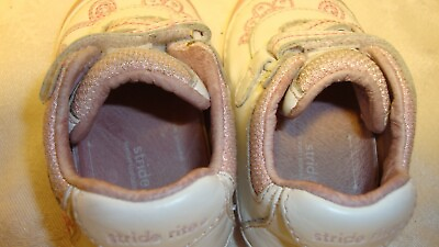 #ad Stride Rite Toddler Leather Baby Girls Sz 3.5 White amp; Pink Shoes Sneakers 38 $10.79