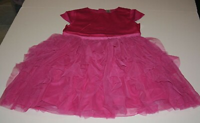 #ad New OshKosh Girls 12 year Dress Fuchsia Pink Fancy Cascade Skirt Tulle Satin Top $25.00