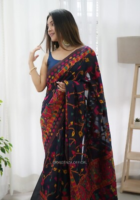 #ad Banarasi Soft Silk Saree Ethnic Wedding Party Wear Sari With Blouse piece $38.99