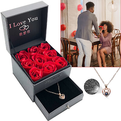 #ad Preserved Rose with Necklace Heart Box to My Love Anniversary Valentines US $11.99