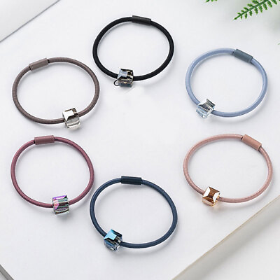 #ad 1Pcs Simple Solid Color Single Crystal Elastic Hair Bands Hair Ring Rubber Band C $1.19