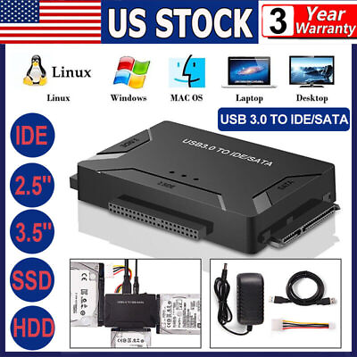 #ad USB 3.0 To IDE SATA 3.5quot; 2.5quot; Hard Drives Converter External SSD HDD Adapter Kit $11.38
