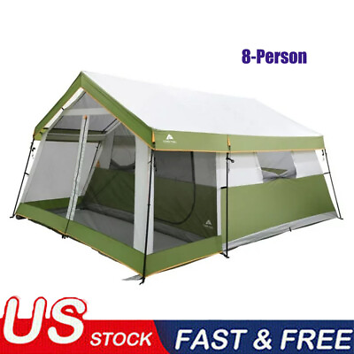 #ad 8 Person Family Cabin Tent 1 Room W Screen Porch amp; Wheeled Carrying Bag Green $167.70