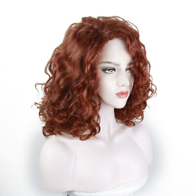 #ad New Women Wig Short Wavy Curly Wig Ladies Hair Fluffy Wig Red Brown Wigs $21.99