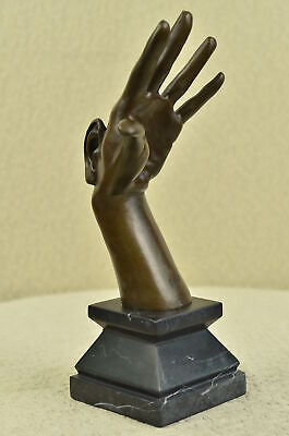 #ad Handcrafted Detailed abstract Modern art Hand with Ear Bronze Sculpture Statue $139.65