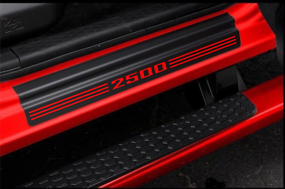 #ad 4pcs For Dodge Ram 2500 Carbon Fiber Red Car Door Sill Plate Protectors Cover $13.89