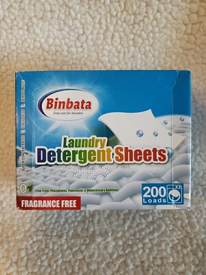 #ad Binbata Laundry Detergent Sheets 200 Loads Hypoallergenic Eco Friendly Unscent $17.99