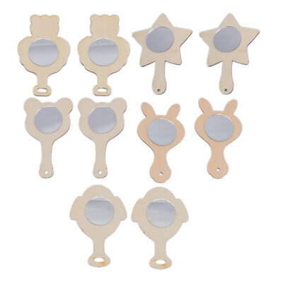 #ad 10 Pcs Wooden Preschool Kids Mirror Toy Small Mirrors for Crafts $10.22