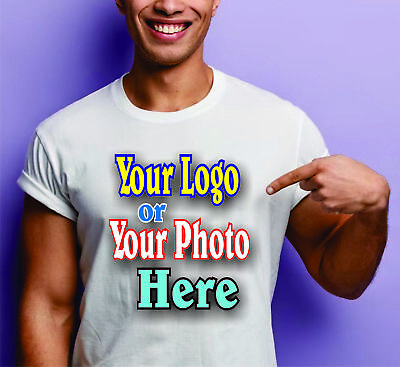 #ad Custom WHITE T shirt Photo Text Logo full color Gildan Men Women $7.75