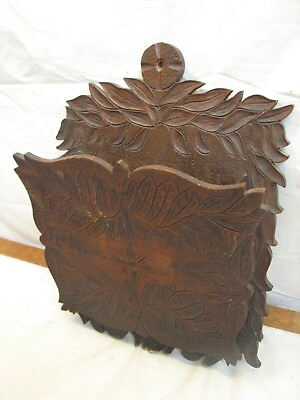 #ad Antique Hand Carved Wooden Magazine Newspaper Wall Rack Pocket Walnut Leaves $159.99