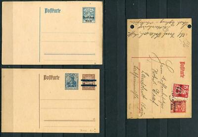 #ad Germany 1920 and up 3 Postal Stationary Cards Some Overprint Used Unused 6055 $5.00