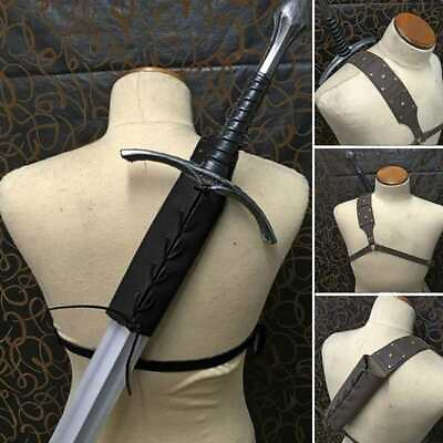 #ad Medieval Men Sword Holder Shoulder Back Sheath Scabbard Warrior Single Shoulder $12.41
