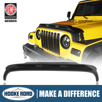 #ad Hooke Road Black Hood Bug Deflector Lightshield Guard for 97 06 Jeep Wrangler TJ $119.97