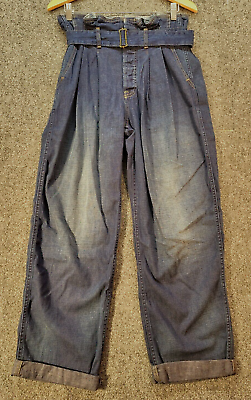 #ad Polo Ralph Lauren Women#x27;s Jeans Blue Size 27 Paperbag Waist Wide Leg Button Fly $34.99
