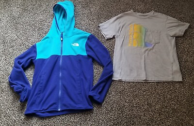 #ad The North Face Blue Full Zip Jacket Sz M and Shirt Boy#x27;s Size L $19.99