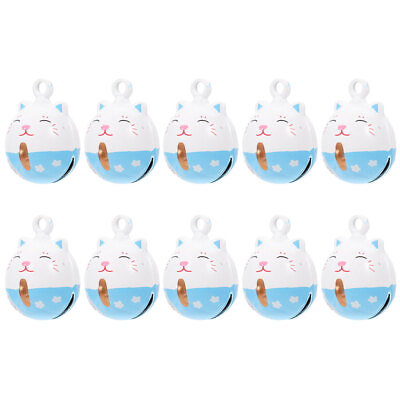 #ad 10 Maneki Lucky Cat Jingle Bell Charms for DIY Crafts $9.49