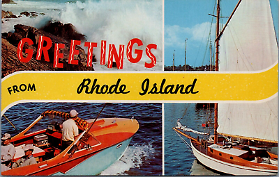 #ad Banner Greetings from Rhode Island Sailboat Boat $4.50