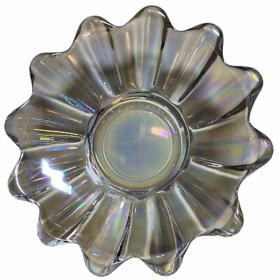 #ad Vintage Iridescent Rainbow Carnival Glass Dish Bowl Ruffled Edge 5.75quot; x 1.25quot; $29.99