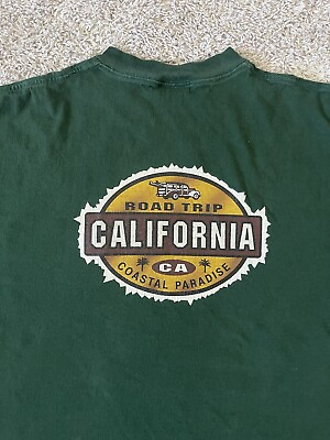 #ad Vintage California T Shirt Mens 2XL Green Short Sleeve Double Sided *Read Descr. $7.20