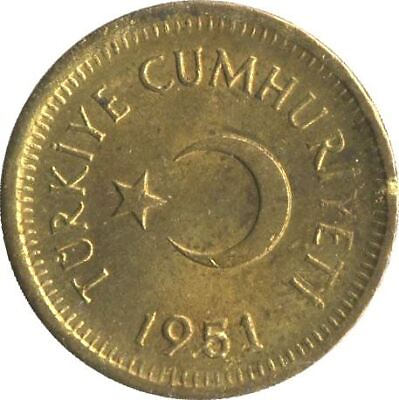 #ad Turkish Coin Turkey 5 Kurus Moon Star Istanbul 1949 1957 $4.71