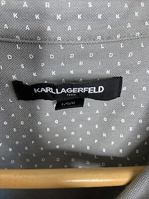 #ad Karl Lagerfel Shirt Button Up Shirt size Large Grey with Karl Lagerfeld Letters $15.00