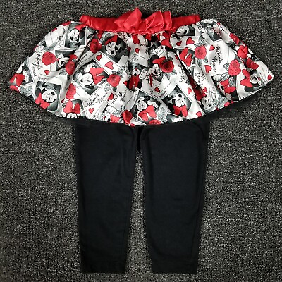 #ad Minnie Mouse Tutu Leggings Girls 3T Roses amp; Hearts Allover Print Toddler Pull On $5.99