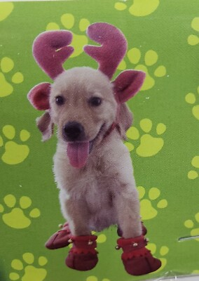 #ad Pet Holiday Dog Reindeer Antlers Ears Headband Booties Christmas Med Large New $4.99