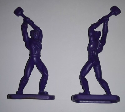 #ad 2 DC Comics 3quot; Purple Figures w Hammer Plastic Batman Rooftop Rumble 2005 Mattel $2.99