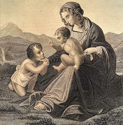 #ad The Holy Family Steel Engraving 1872 Raphael Victorian Religious Art DWAA6 $120.00