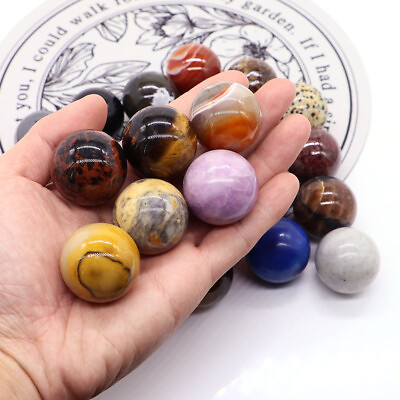 #ad 30MM Round Ball Gemstone Lots Mix Natural Crystal Sphere Health Globe Chakra 1PC $6.98