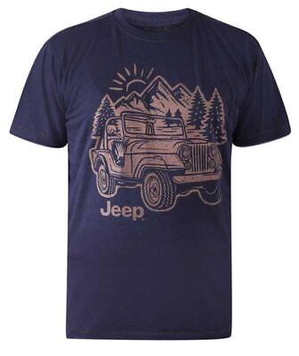 #ad D555 Men#x27;s Plus Size quot;Official Jeepquot; Cotton Printed T Shirt Navy 2XL to 5XL $46.16