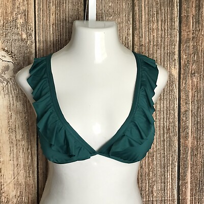 #ad Shade amp; Shore NWT Jungle Green Swimsuit Bikini Bra Top Sz M Ties in Back $8.39