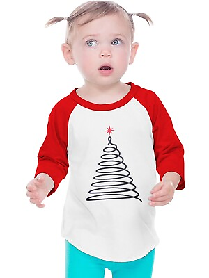 #ad Kids Elegant Design Christmas Tree Graphic Print 3 4 Sleeve Raglan T Shirt $17.99