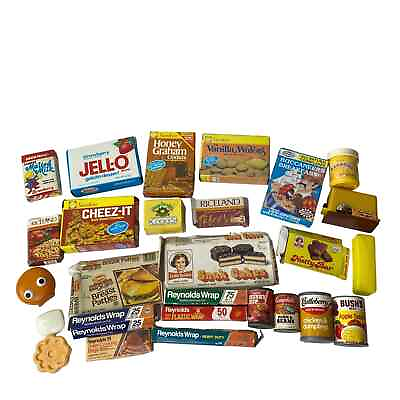 #ad Vintage Mini Food Boxes Kitchen Kids Play Sunshine Cheez It Little Debbie Lot $29.99