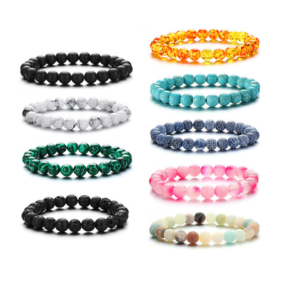 #ad Natural Stone Bead Bracelet Men Women Lava Tiger Eye Turquoise Bangle Jewelry US $7.29