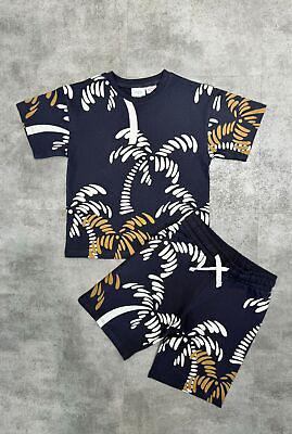 #ad NWT Zara palm tree printed tshirt and short set for kids unisex $20.99
