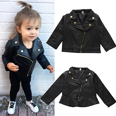 #ad Toddler Baby Boy Girl Motorcycle Faux Leather Jackets Coat Winter Outwear 1 5Y $31.66
