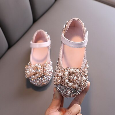#ad New Childrens Shoes Pearl Rhinestones Shining Kids Princess Shoes Baby Girls $30.00