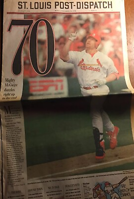 #ad Mark McGwire Hits Number 70 St. Louis Dispatch and Baseball Weekly.History $19.99