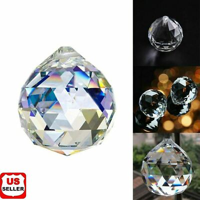 #ad K9 FENG SHUI HANGING CRYSTAL BALL Clear Faceted Sphere Sun Catcher Rainbow Prism $5.98