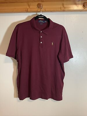 #ad Polo Men’s L Maroon Polo Shirt Short Sleeve Embroidered Logo Designer $9.99