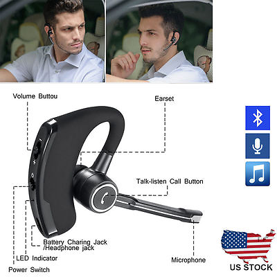 #ad Wireless BT 4.0 Stereo Business Work Headset Earphone For iPhone Samsung $15.47