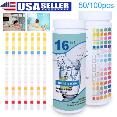 #ad 50 100PCS 16 in 1 Drinking Water Test Kit Strips Home Water Quality Test for Tap $14.69
